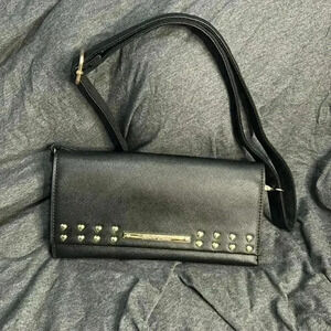 Betsey Johnson hand bag, black with gold.